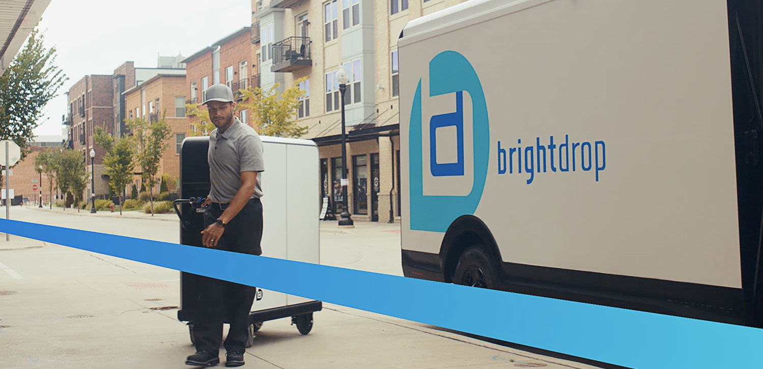 All-Electric Brightdrop Delivery Vehicle Parked in City 