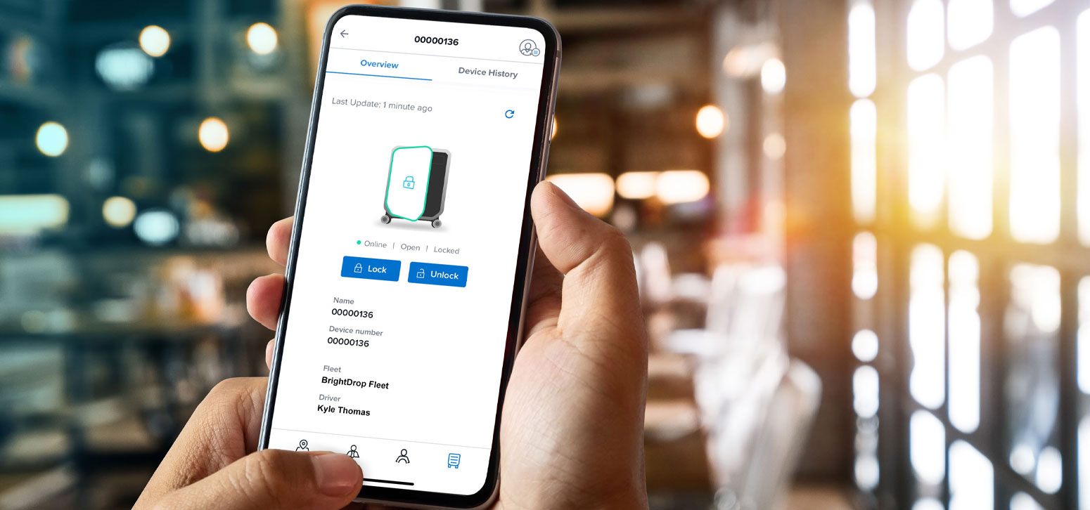 Person Using Mobile Asset Management Software via Their Phone to Monitor Trace Location